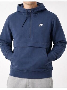 Nike Navy Blue Half-Zip Hooded Sweatshirt